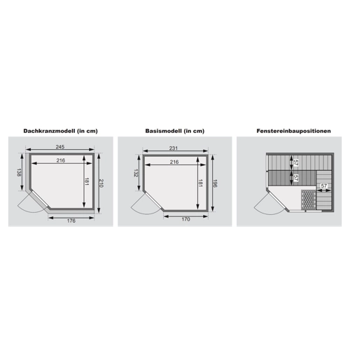Bild von Karibu Sauna Araya Superior mit Eckeinstieg 68 mm Ohne Dachkranz 9 kW Ofen inkl. Steuergerät