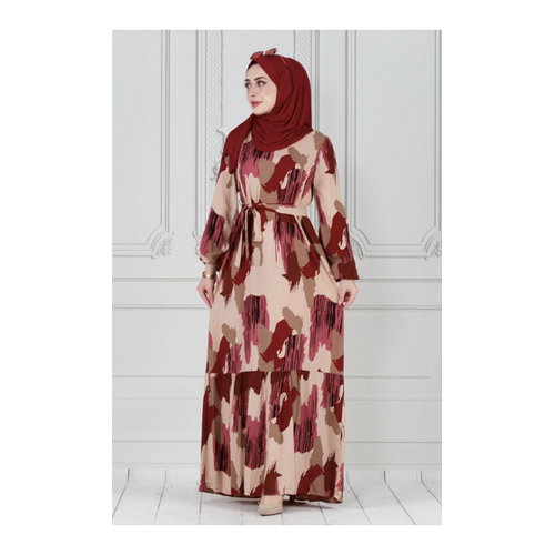 Bild von Herita Kleid aus Viskose mit gebürstetem Gürtel – Rose für Damen