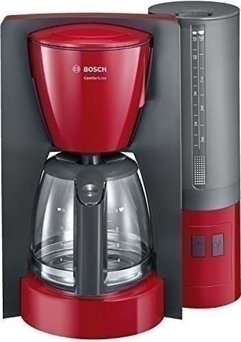 Bild von Bosch TKA6A044 Kaffeemaschine ComfortLine- Aromaschutz-Glaskanne- automatisch Endabschaltung wählbar in 20/40/60 minuten- 1200 W- rot / anthrazit