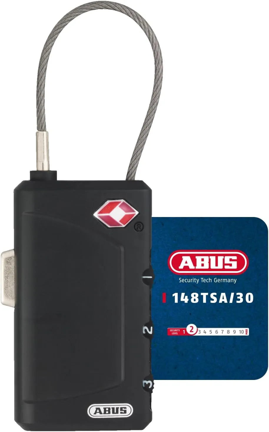 Bild von ABUS 148TSA/30 TSA Schloss mit Kabel zur Gepäcksicherung und 3-stelligem Zahlencode für Koffer und Taschen