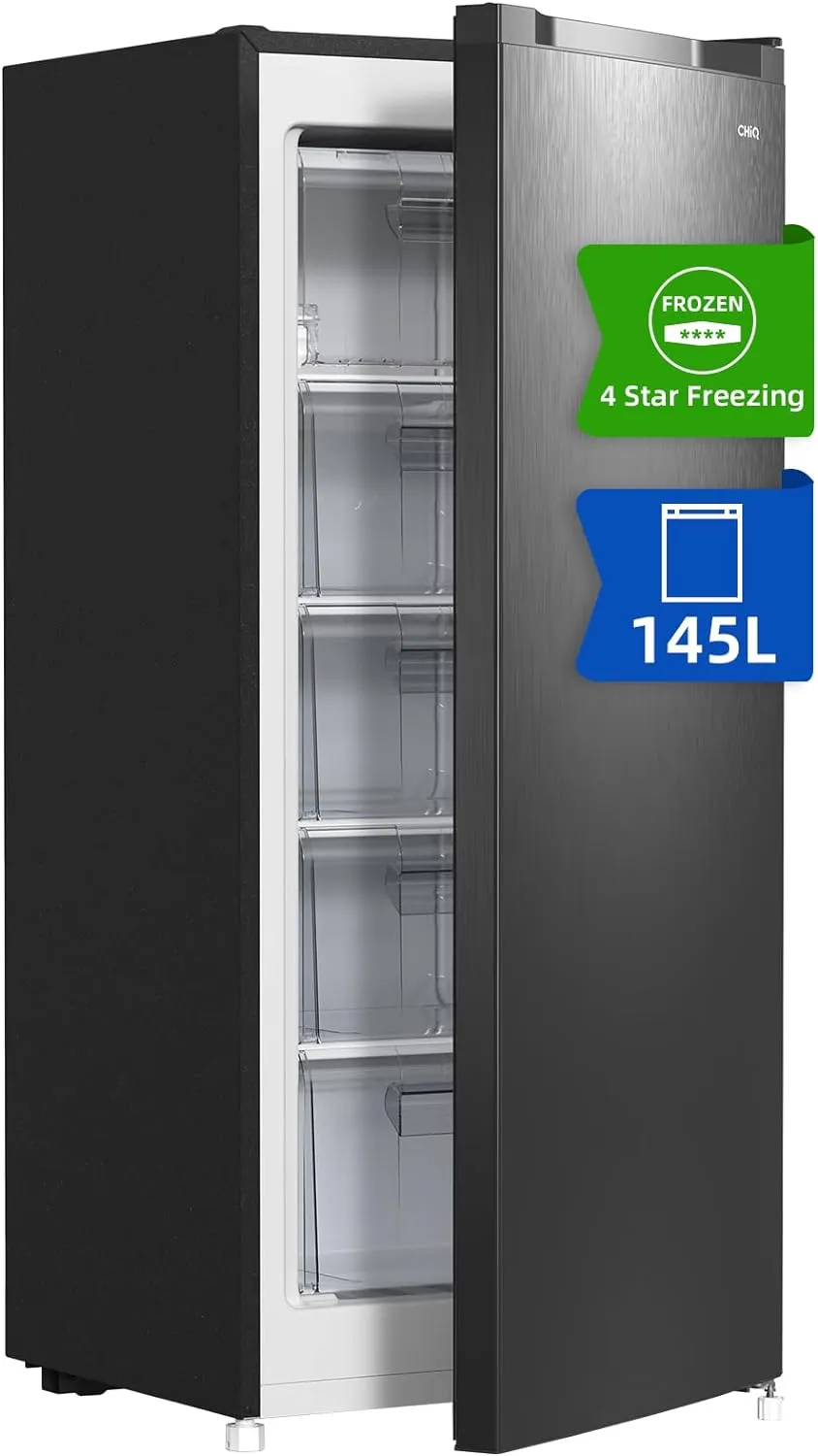 Bild von CHiQ FSD160D4E Gefrierschrank mit 145 Litern, wechselbarem Türanschlag und 12 Jahren Garantie auf den Kompressor, Maße 126 x 54 x 55 cm