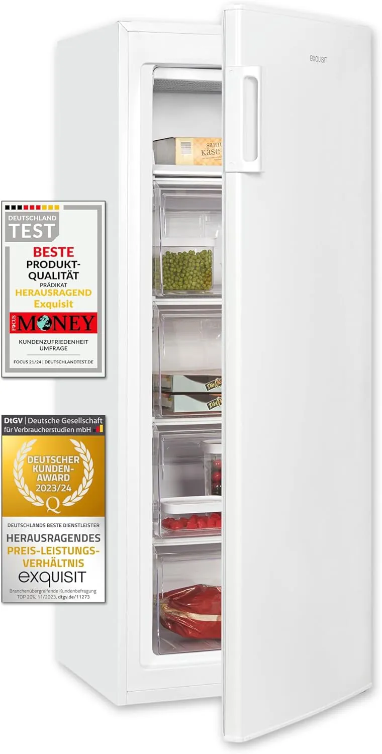 Bild von Exquisit Gefrierschrank GS5230 mit 168 Litern Volumen, 4-Sterne Gefrierleistung und wechselbarem Türanschlag, 55 cm breit
