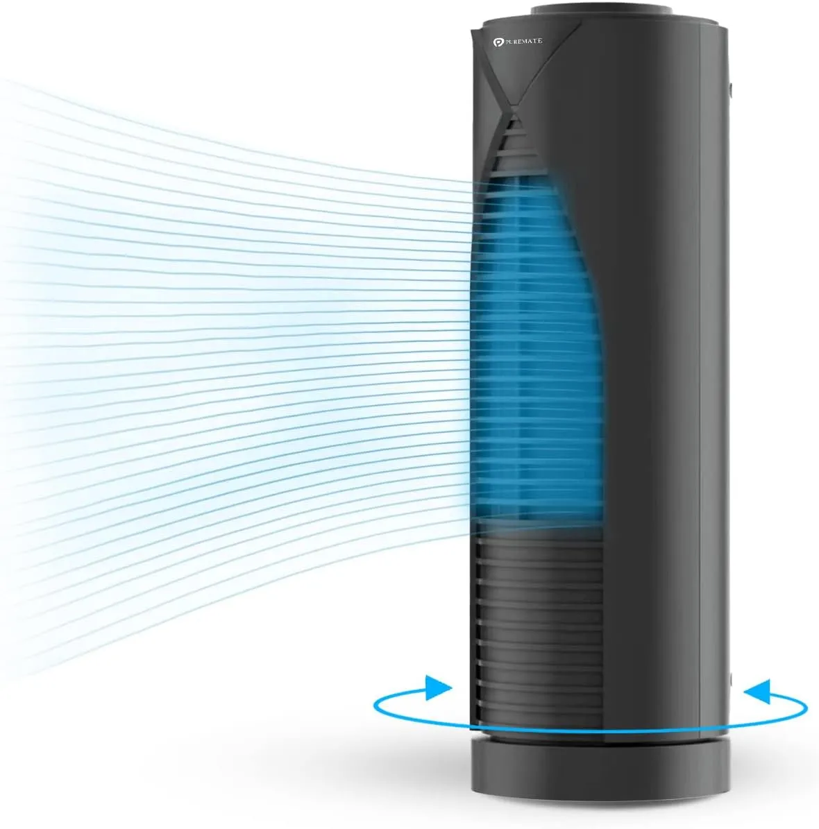Bild von PureMate Mini Tischventilator mit 3 Stufen und 70° Oszillation, 33 cm hoch, leise und ideal für Arbeitsplatz oder Nachttisch