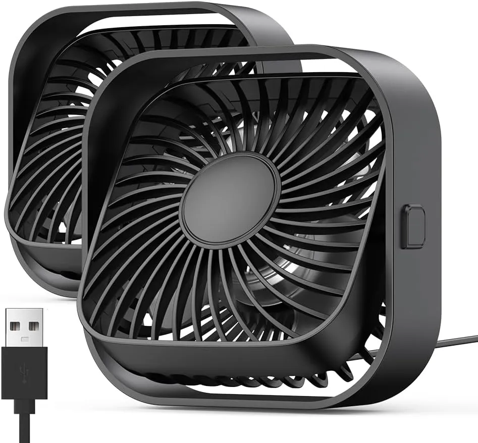 Bild von TOPK Mini Tischventilator im 2er Set mit leisem Betrieb, starkem Luftstrom, 3 Geschwindigkeiten und 360 Grad drehbarem Kopf