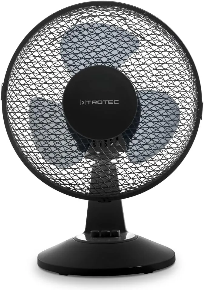 Bild von TROTEC TVE 11 Tischventilator mit 25 Watt, 2 Gebläsestufen und 80 Grad Oszillation, 23 cm Flügeldurchmesser, stabiler Standfuß in Schwarz