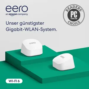 Bild von Amazon eero 6+ Mesh WLAN Router Doppelpack mit 1 Gbit/s Ethernet und bis zu 280 m² Abdeckung für über 75 Geräte