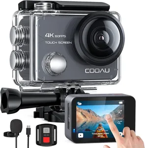 Bild von COOAU 4K Action Cam mit 20 MP, Touchscreen, WiFi, 8-fach Zoom, 6-Achsen Stabilisierung, wasserdicht bis 40 Meter, externem Mikrofon und zwei 1350 mAh Batterien