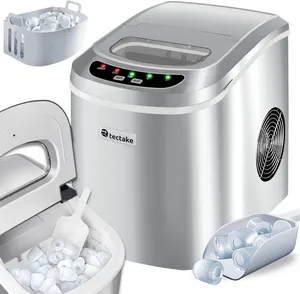 Bild von tectake Eiswürfelmaschine mit einer Produktion von 12 bis 15 kg in 24 Stunden und 2,4 Litern Wassertank, inklusive Eisschaufel und Eiseimer, in Silber mit zwei Würfelgrößen