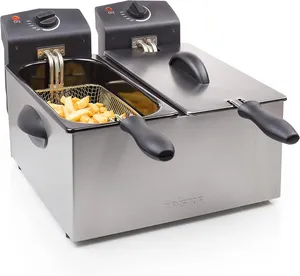 Bild von Tristar FR-6937 Edelstahl Doppel-Fritteuse mit 6 Litern und 2 x 1800 Watt Leistung, regelbare Heizstufen und Kaltzonenfunktion