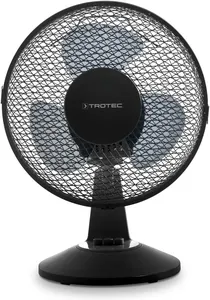 Bild von TROTEC TVE 11 Tischventilator mit 25 Watt, 2 Gebläsestufen und 80 Grad Oszillation, 23 cm Flügeldurchmesser, stabiler Standfuß in Schwarz